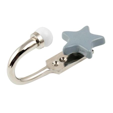 Solid Grey Star Ceramic Cabinet Hook